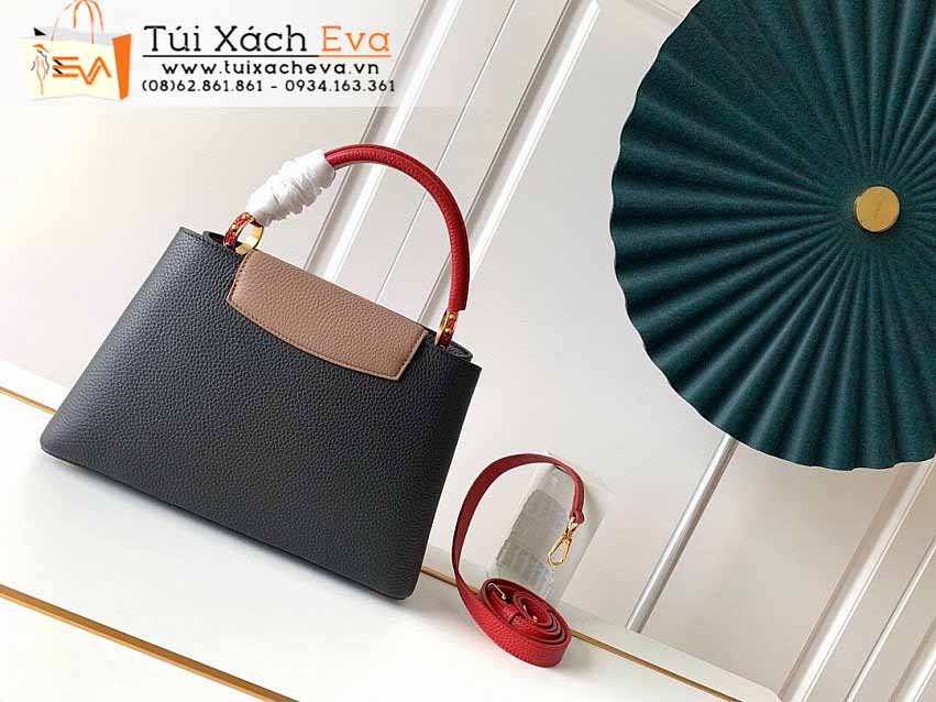 Túi Xách Lv Capucines BB Bag Siêu Cấp Màu Đen Quai Cam Đẹp M94519.